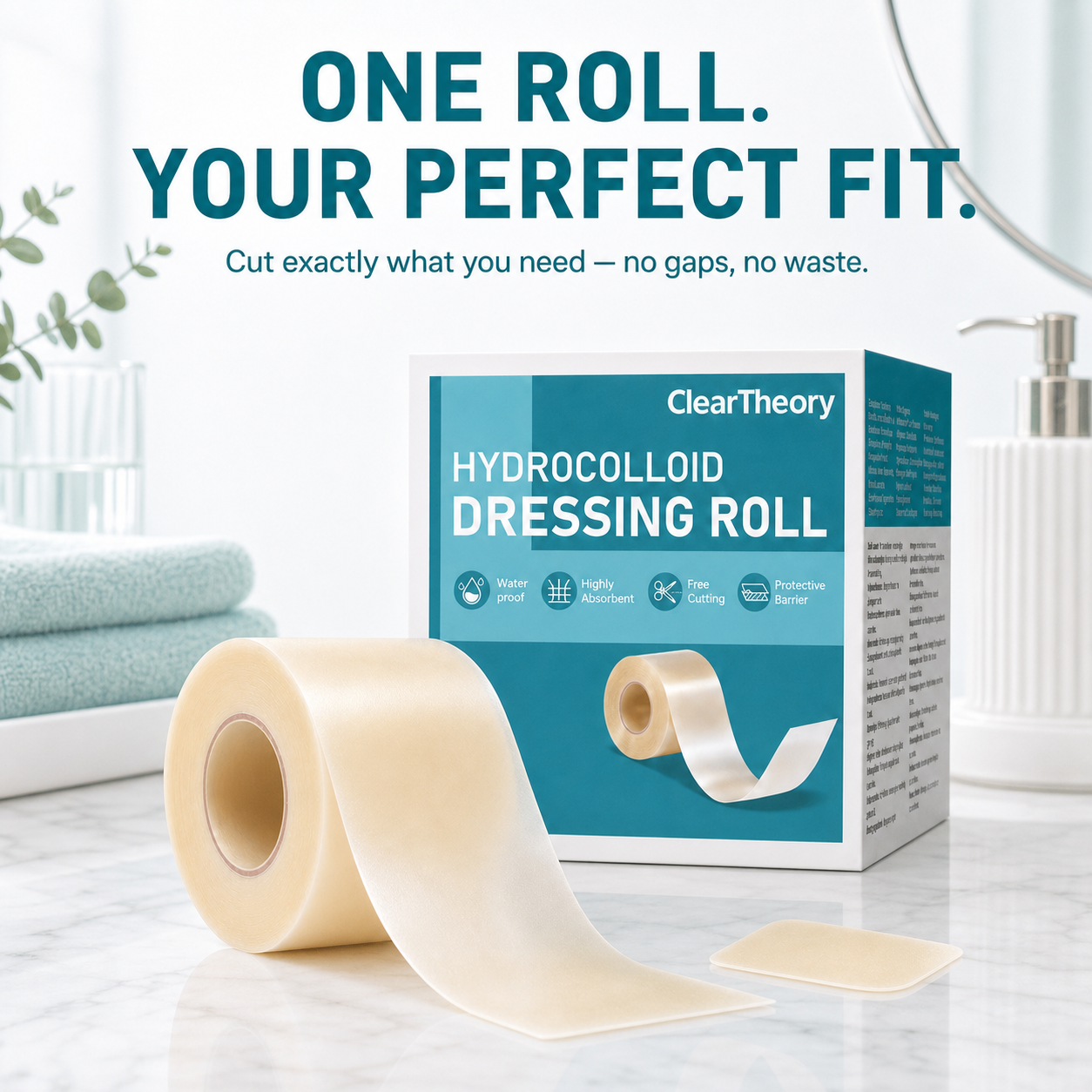 ClearTheory Hydrocolloid Dressing Roll and cut-to-fit patch